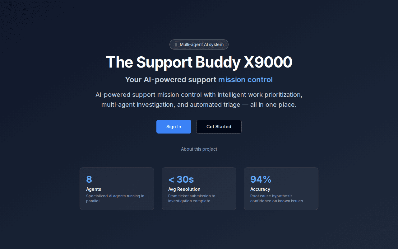 Support Buddy X9000 landing page
