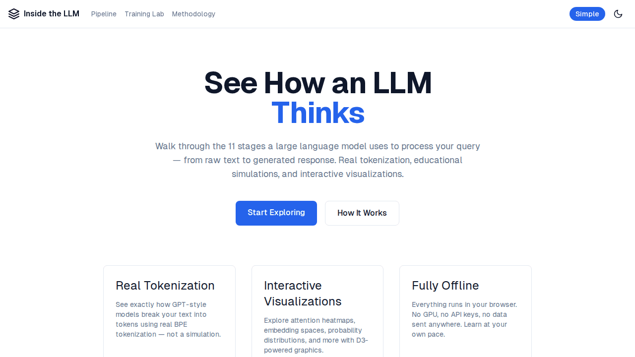 Inside the LLM — Interactive LLM Inference Visualization screenshot