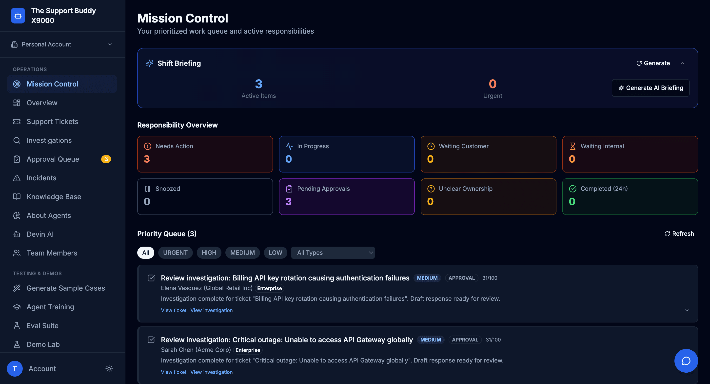 Mission Control Dashboard