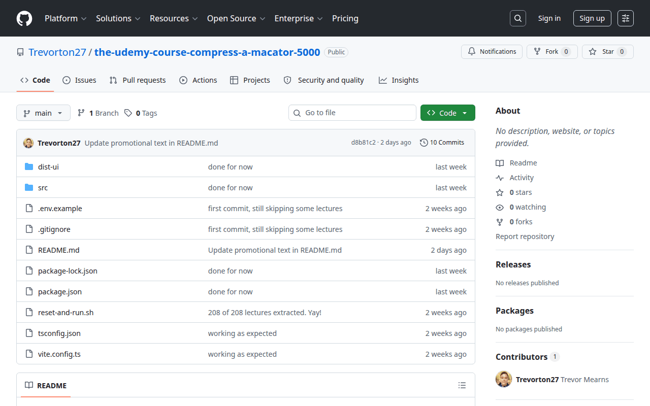 The Udemy Course Compress-a-macator 5000 screenshot